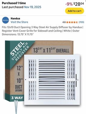 Amazon White Handua Steel 3-Way Air Supply Register Vent Cover